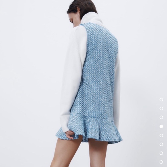 ZARA Ruffled Textured Pinafore Dress - Picture 8 of 13